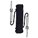 Sunzor Rock Climbing Rope | Outdoor Rope - 10mm Static Rope - Rappelling Rope - Rescue Rope - Safety Rope -Double OR Single Carabiner 33ft, 49ft, 66ft, 98ft, 164ft
