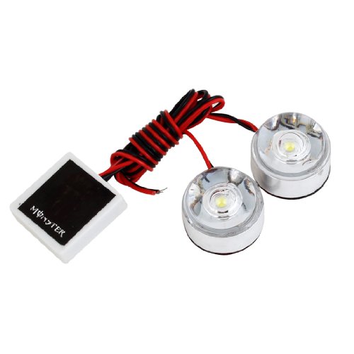 uxcell 2 x Round LED White Strobe Light for Auto Motorcycle DC 12V
