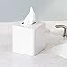 iDesign Gia Facial Tissue Box Cover/Holder for Bathroom Vanity Countertops - White