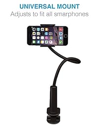Aduro Solid-Grip Phone Holder for Desk - Adjustable Universal Gooseneck Smartphone Stand, with Durable Mount (Black)