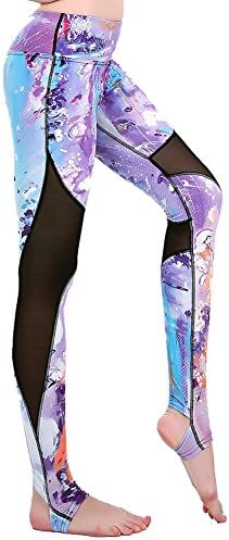 Stirrup Yoga Pants Graphic Print Active Comfy Gym Workout Tights Leggings, Hot Purple, XX-Large