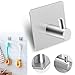 Eipihon 4 Pack Upgraded No Drilling Waterproof and Rustproof Stainless Steel Self Adhesive Hooks for Kitchens, Bathrooms, Lavatories, Closets, Office and so on