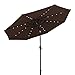 COBANA 9 Ft Patio Umbrella Solar Powered 32 LED Lighted Aluminum Tilting Outdoor Table Umbrella with Tilt and Crank, Coffee