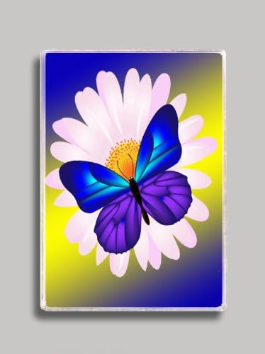 Blue Butterfly on Flower Refrigerator Magnet