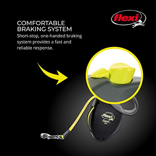 FLEXI USA Giant Neon Retractable Dog Leash (Tape), Ergonomic, Durable And Tangle Free Pet