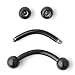Ruifan Lot of 10 Black Titanium Anodized Eyebrow Piercing Jewelry Curved Barbell with Ball Kit Eyebrow Tragus Lip Ring 16g 16 gauge 8mm