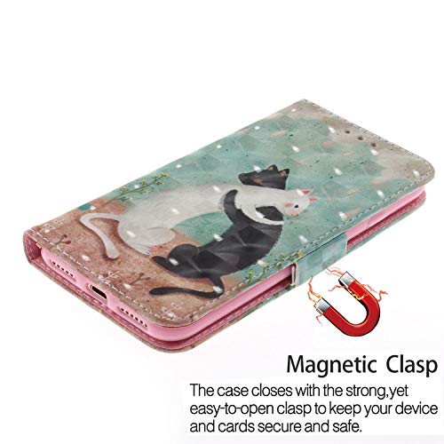 Leather Case for iPhone 7,Strap Wallet Case for iPhone 8,Herzzer Ultra Slim Kitten Couples 3D Pattern Magnetic PU Leather Stand Card Slot Cover with Soft Rubber - Thumbnail 4