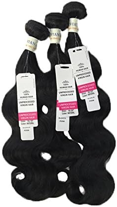 10A Diamond Collection 100% Unprocessed Peruvian Body Wave Human Hair, 3 Bundle Deal(18"+20"+22"), 300G Total, Natural Black