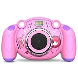 Campark Kids Camera Gifts for 3-8 Year Old Girls, Children Camcorders Gift Mini Child Camera for Little Girl with Mic, Non-Slip and Anti-Drop Design for Outdoor Play,Pink