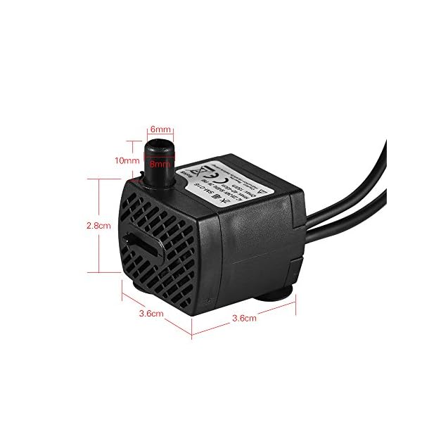 Decdeal Pompa Sommersa dell'Acqua con 4 LED per Acquario Stagno Pesci Vasca da Tavolo Fontana Idroponica 4.9 ft (1.5 m)