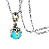 Xusamss Punk Titanium Steel Dragon Claw Pendant Crystal Ball Necklace,24inches Chain