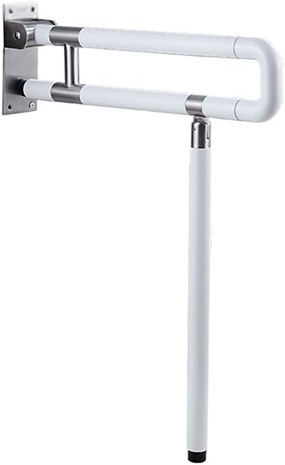 ZHDC® U-type handrails, 304 stainless steel Fluorescent ring Nylon Foldable Non-slip Safety Bathroom Toilet Multi-style 60CM,75CM Durable, rust-proof ( Color : With leg , Size : 60cm )
