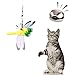 Peroom Cat Feather Toy, Cat Toy Wand Sold, 12 pcs Retractable Interactive Cat Teaser Wand Toy Set, Included 2 Wands & 10 Refills Feathers