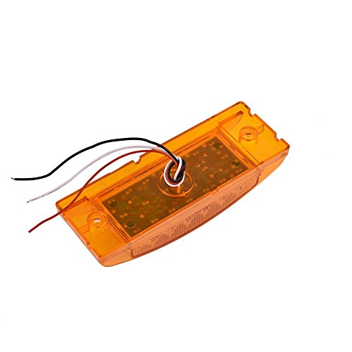image for Catinbow 2Pcs 6x2 Inch Amber Side Marker Light White Lens 20 LED Recta