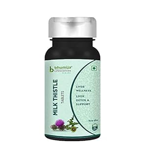 Bhumija Lifesciences Milk Thistle 250mg Tablets (60 Tab) for Detoxification & optimizing Liver Functions Pack of 1