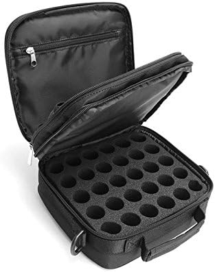 42 Slot Double-Layer Portable Shock Resistant 15ml Essential Oil Bottle Nail Polish Travel Carrying Case Bag with Shoulder Strap (black)
