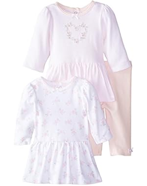 Baby-Girls Newborn Heart 2 Pack Dress and Legging Set