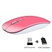 TENMOS T9 Silent Wireless Mouse, 2.4G Ultra Slim Portable Travel Mouse Optical Computer Mice with USB Receiver Type-C Compatible with Notebook, PC, Laptop, Computer (Pink)