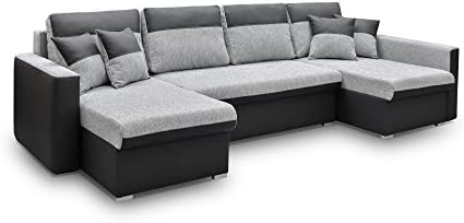 Mb Moebel Grosse Ecksofa Sofa Eckcouch Couch Mit Schlaffunktion Und Drei Bettkasten Ottomane U Form Schlafsofa Bettsofa Berlin U Ecksofa Rechts Schwarz Amazon De Kuche Haushalt