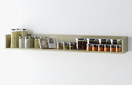Rustic Kitchen Wood Wall Shelf with Metal Rail Also Multi Use Can Be Used As a Spice Rack Living Room or Bedroom Wall Shelf , (45, Natural) Rustic Kitchen Wood Wall Shelf with Metal Rail Also Multi Use Can Be Used As a Spice Rack Living Room or Bedroom Wall Shelf , (45, Natural)