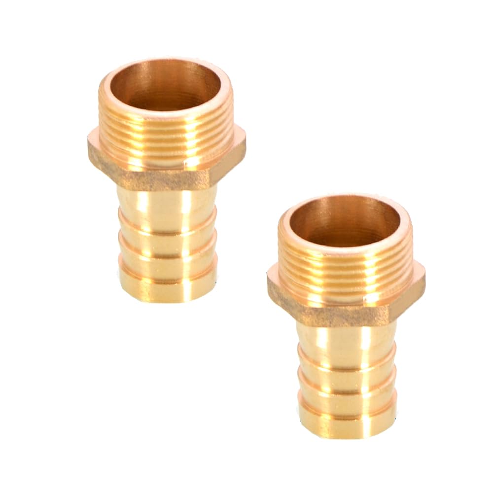 TopHomer 2Pcs BSP Hose Connector Brass Pipe Fitting 19mm Barb x G3/4 Male, Hose Barb Tail Male BSP Thread Connector Joint Copper Coupler Adapter — image 1