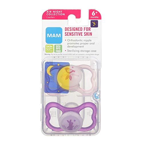MAM Air Night Pacifiers (2 pack, 1 Sterilizing Pacifier Case), MAM