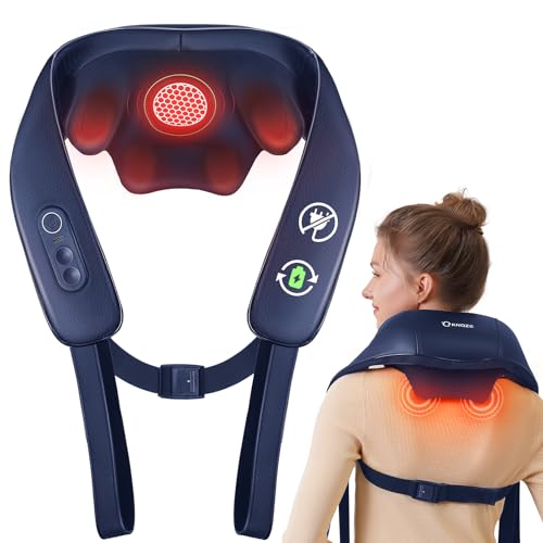 KNQZE® Shiatsu Massagegerät 4D, 2026 Kabellos Nackenmassagegerät mit Wärme, Verbesserte Graphenheizung, 4D Shiatsu Tief knetende Nackenmassage für Nac