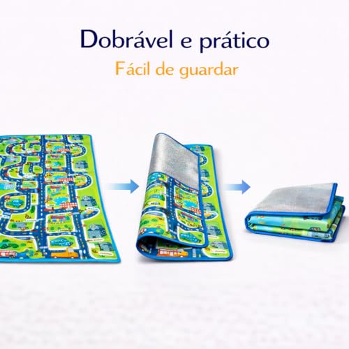Tapete Infantil de Pano Térmico, Tema Dinossauros, Colorido, para Bebês e Crianças (Cidade)