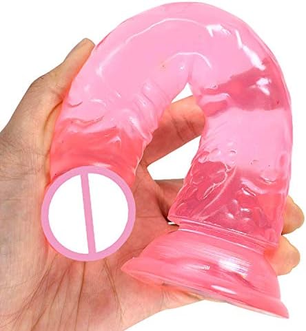 EWQ Ever Perfect Gift Suction Soft Di-ldò R-ealistic P-Enis Artificial Fake D-ick 6 Color Crystal Di-ldòs Funny Toys for Woman Adult Funny V-ibraters,Black,Pink