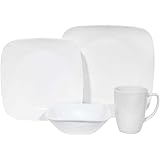 Amazon Com Corelle Square Pure White 18 Piece Dinnerware Set Service For 6 White Corelle Dishes Dinnerware Sets