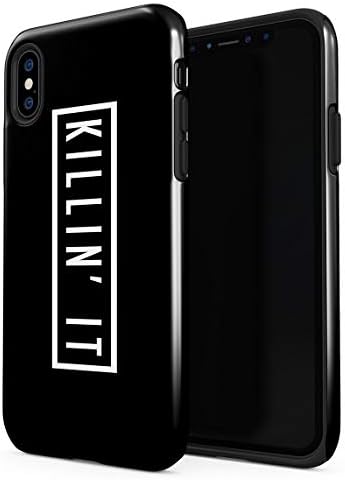 Double Layer Silicone Inner/Hard PC Armor Protective Case Cover for iPhone XS Max Killin It Motivational Quote