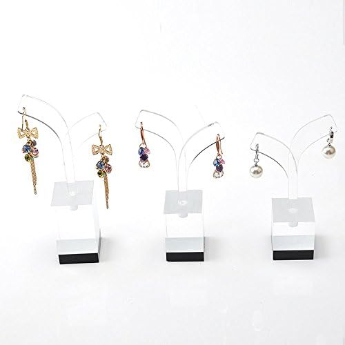 New Set of 3 Acrylic Clear Earrings Display Stand Jewelry Holder Rack