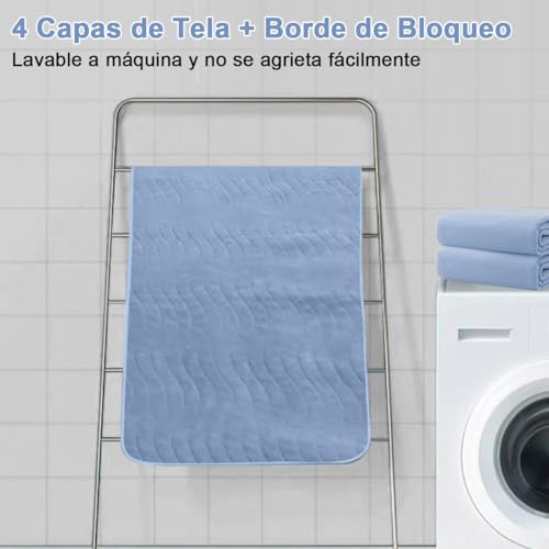 Almohadillas Impermeable para Cama 2Pz, Almohadillas Lavable Ultra Absorbente Reutilizable Antideslizante 90*120CM, Protector de Colchón Pañal para Incontinencia Adulto Niño Mascota Persona Mayor Sofá
