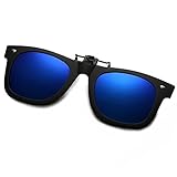 WELUK Polarized Clip On Flip Ups Sunglasses Wayfarer Style TR90 Frame UV400 Driving (Dark Blue, 60)