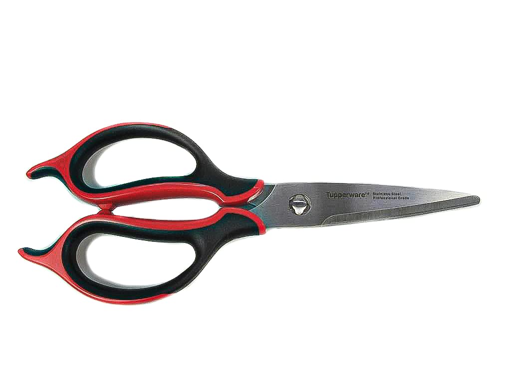 Tupperware ergonomic kitchen scissors, red and black, D94 6630