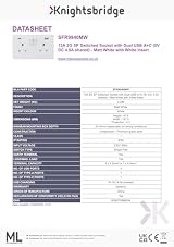 Knightsbridge SFR9940MW 13A 2G SP Switched Socket Dual USB A+C 4A Matt White view 7