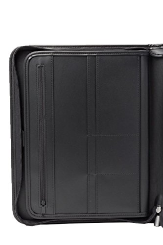 PU Leather Zipper Portfolio, designed for professional meetings and interviews, Padfolio with legal pad, business card slots, 10.1 inch tablet sleeve, and zipper pockets (-501)