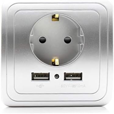 DeemoShop USB Port 2A Wall Charger Adapter EU Plug Socket Power Outlet Panel Grounded Electric Wall Charger Adapter Charging