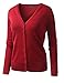 BH B.I.L.Y USA Women's V-Neck Button Down Long Sleeve Classic Knit Cardigan Red Large