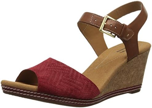 clarks red wedge sandals