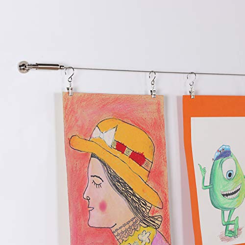 Curtain Drape Wire Rod Set with 24 Clips Multipurpose Set Hang Photos