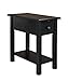One Source Living Sutton Side Table with Charging Station in Black