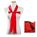 Ribbon Scarf for Women Handbag Wrap Handle Satin Belt Sash Necktie Neck Scarf PSSD01 (Red)