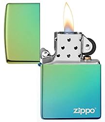 Zippo High Polish Teal Zippo Logo Pocket Lighter