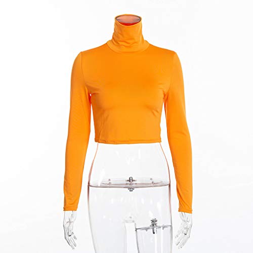Keliay Bargain Fashion Women High Turtle Neck Leotard Crop Tops Long Sleeve T-Shirt Blouse - Thumbnail 2
