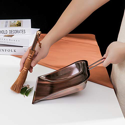Small Metal Dustpan and Brush Set Heavy Duty Vintage Dust Pan Natural