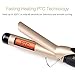 Hair Curling Irons 1-1/4 Inch Beach Waves, Dual Voltage 110-220Volt for Travel, 32mm Ceramic Hair Curlers with Clips for All Hair Types, Instant Heat 80-220C with Glove and 2 Hair Clips, Gold