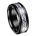 8mm Tugsten Rings for Men,Silver Celtic Dragon Black Ring Band with Blue Imitated Carbon Fiber Inlay,Promise Rings for Couples,Size 11.5