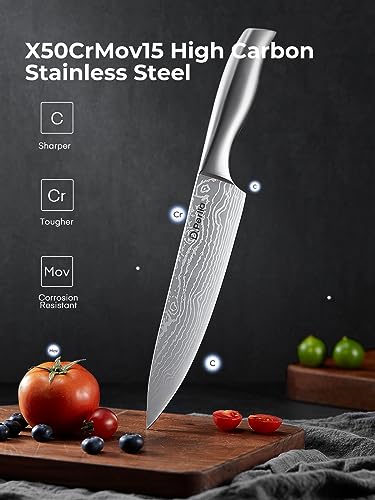 D.Perlla Kitchen Knives, 15 Set Professional Kitchen Knives Set, Stainless Steel Super Sharp Kitchen Knives Set, Knife Block A uto Sharpening