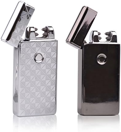 World Backyard USB Rechargeable Dual X Arc 2 in 1 Lighter Windproof Flameless Plasma Cigarette Lighter with Charging Cable and Gift Box